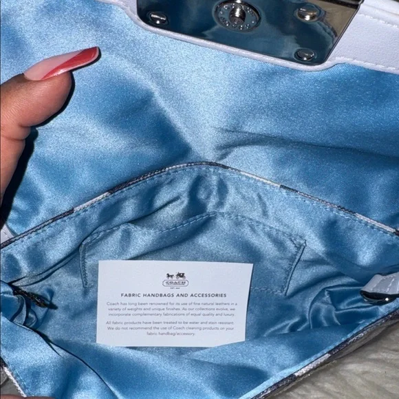 COACH Kristin Sequin Op Art Canvas Large Wristlet in blue denim - Picture 6 of 11